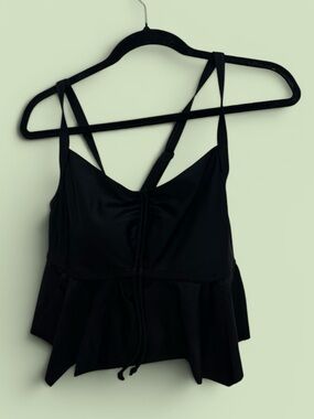 Torrid Black Ruched Peplum Tankini Top Size 0